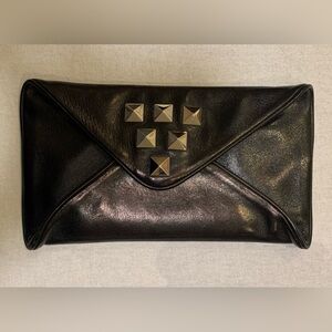 Loeffler Randall Black Leather studded clutch wallet